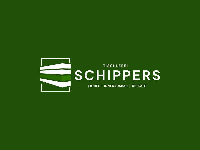 Logo der Tischlerei Schippers in Weiß auf Grün, gestaltet von BOHR MEDIA