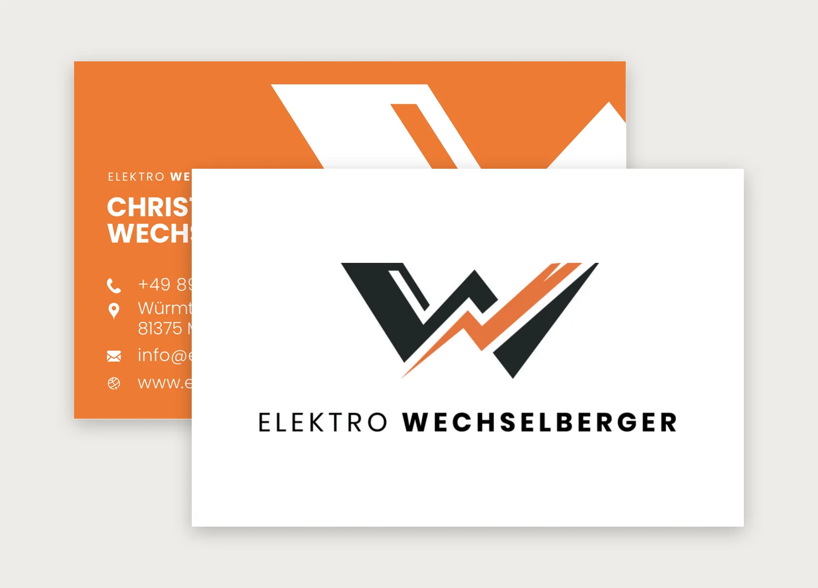 Visitenkarten von Elektro Wechselberger, gestaltet von BOHR MEDIA